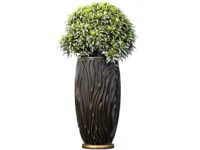 Decorative wood in a designer Luxury modern flower vase 3D model
