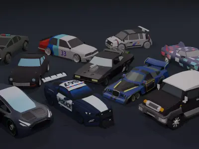 Low poly cars package Low-poly 3D model