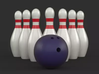 Bowling Ball and Pins 3D model