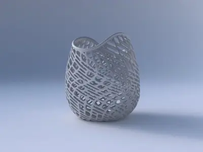 Bowl compressed and twisted with lattice tiles 3D print model