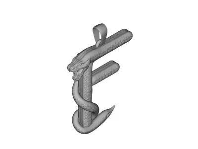 High-Detail Snake Letter F Pendant Sculpted 3D Print Model 3D print model