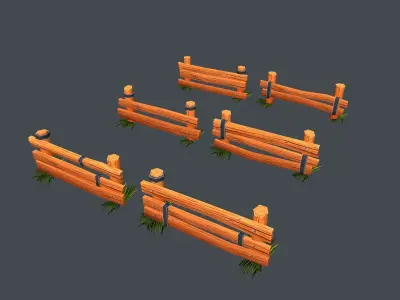 Low Poly Farm Fence Low-poly 3D model