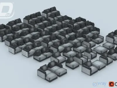 Oona Sofa Modular Set 3D model