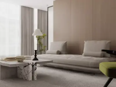 Modern living room dining room interior scenes 130 3D model