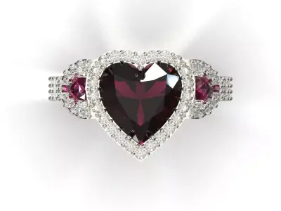 Ruby Heart Cocktail STL 3DM 3D Ring  model jr00268 3D print model