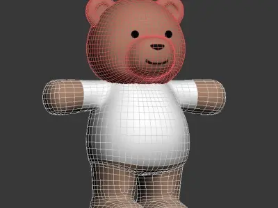 cartoon Low-poly 3D model teddy bear wearing shirt Low-poly 3D model