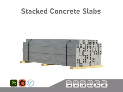 Stacked Concrete Slabs Low-poly 3D model