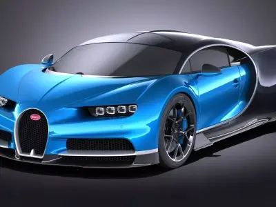 Bugatti Chiron 2017 without interior 3D model