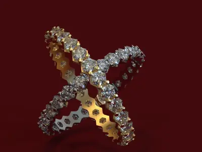 Ring with diamonds A1 Free 3D print model