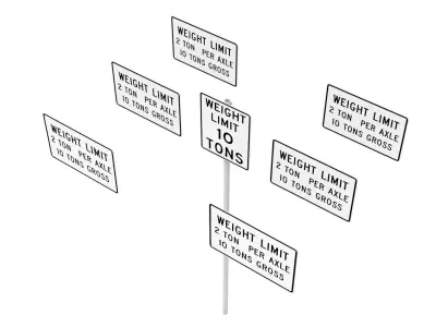 Road Sign - US - R12 Series Weight Limits 3D model