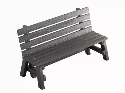 Wooden Outdoor Bench 05 3D model