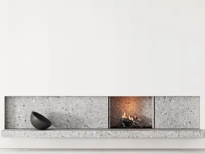 158 fireplace decorative wall kit 04 minimal terrazzo chimney 00 3D model