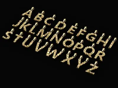 AtoZ LETTERS Alphabets ROCKS PENDANT 3D print model 3D print model