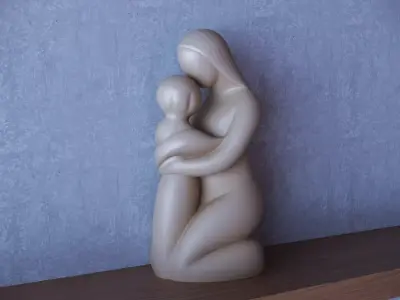 Mother and son minimalist statue 3D print model