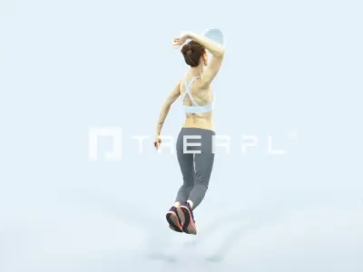 Beauty 17D Jumping Smashing Sports Volleyball Woman Low-poly 3D model