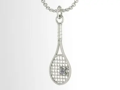 Tennis rocket pendant with gem 3D print model