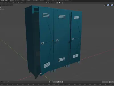 Locker low poly 3d model three lockers Low-poly 3D model