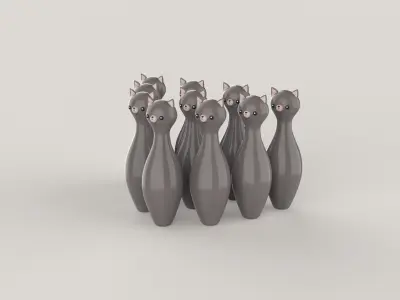 Cartoon Ratel Bowling And Ball Bowling Low-poly 3D model