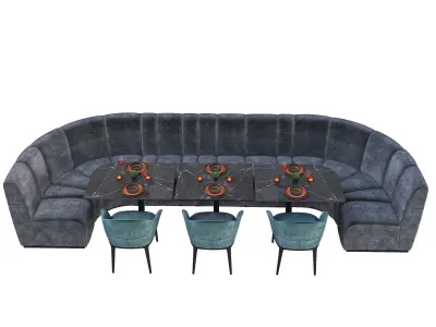 Restaurant Cafe Sofa Tableware Part6 - 12 colors U SHAPED  3D model