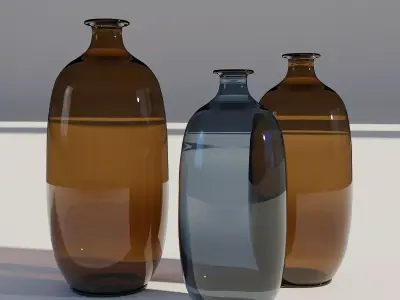 Dark Glass Vases Set 3D model