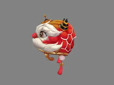 Cartoon lion dance head set Low-poly 3D model