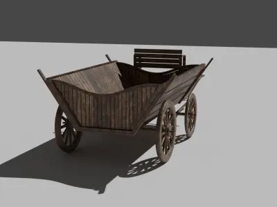 Cart Carriage Wooden Horse Car Low-poly 3D model