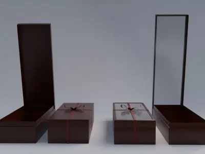 Gift Box Rectangle shape with Ribbon Low-poly 3D model
