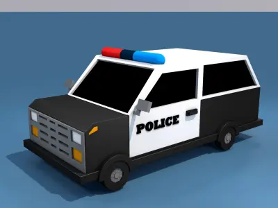 Cartoon-Police-Car Low-poly 3D model