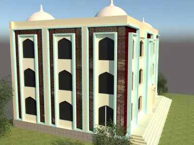 The Modern Mosque Design  Low-poly 3D model
