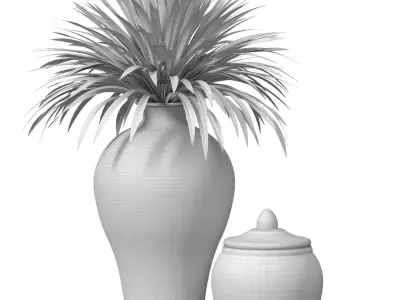 Decorative set with vases Indoor plant 3D model