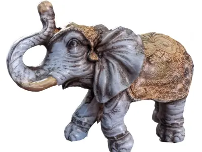 elephant 2 statue with tusks Free 3D model