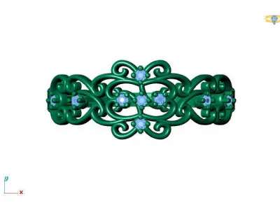 Women Ring Diamond Stone STL 3DM Lightweight Printable 3D print model 55