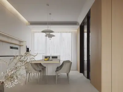 Modern living room dining room interior scenes 307 3D model