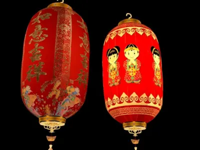 Chinese red lantern 3D model 59