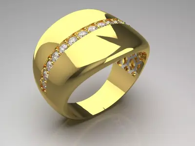 Wide ring with diamond model jr00137 3D print model