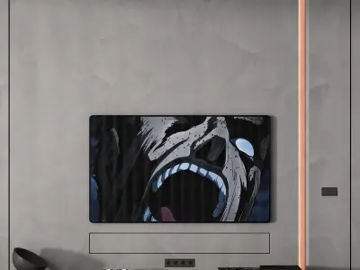 226 tv wall kit 08 minimal wall in 4 color and tv options 00 3D model