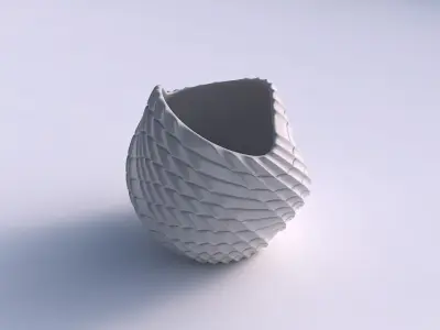 Bowl compressed and twisted with strange tiles 3D print model