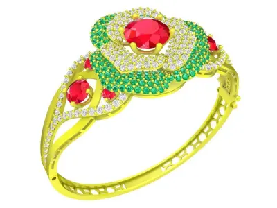 6348 luxury korean flower diamond bangle 3D print model