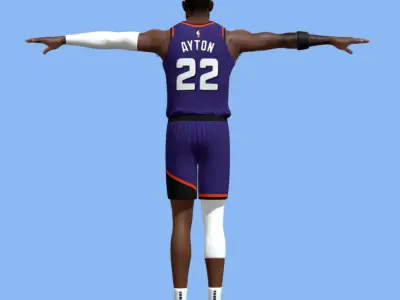 T-Pose rigged Deandre Ayton Phoenix Suns NBA 3D model