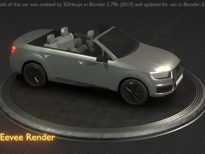 City Car 71 SUV Cabrio Open Type-B Silver Low-poly 3D model