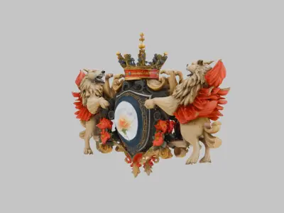 Ornate Heraldic Emblem Low-poly 3D model