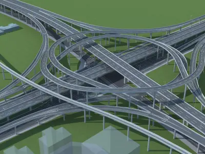 Highway Viaduct flyover Low-poly 3D model