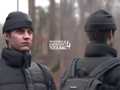 Man in Winter Outfit 4 - Modular - Rigged Low-poly 3D model