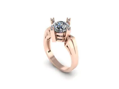 big stone solitaire ring 3D print model