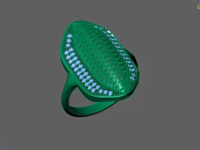 Women Ring With Stone Diamond Ready STL 3DM Models Womens Rings 3D print model 17