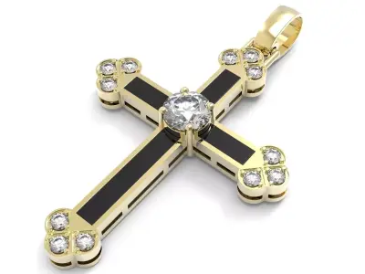 cross onyx and diamond pendant 3D print model