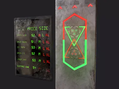 Sci-Fi Neon Door and Sign Free low-poly 3D model