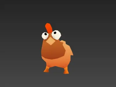   Cartoon chicken with bones Low-poly 3D model