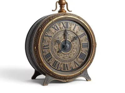 Vintage Brass Clock model pack Low-poly 3D model