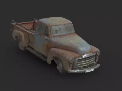 Abandoned Car - GMC 9300 Pickup Truck Low-poly 3D model
